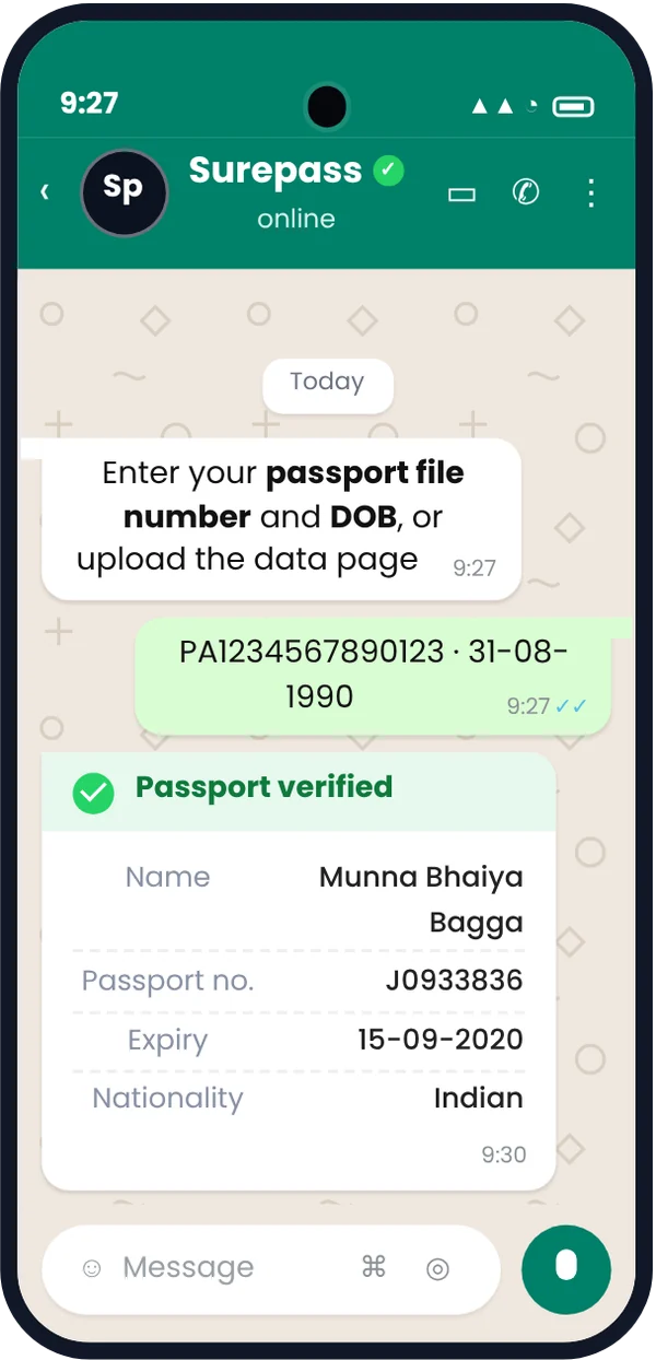Passport verification on WhatsApp