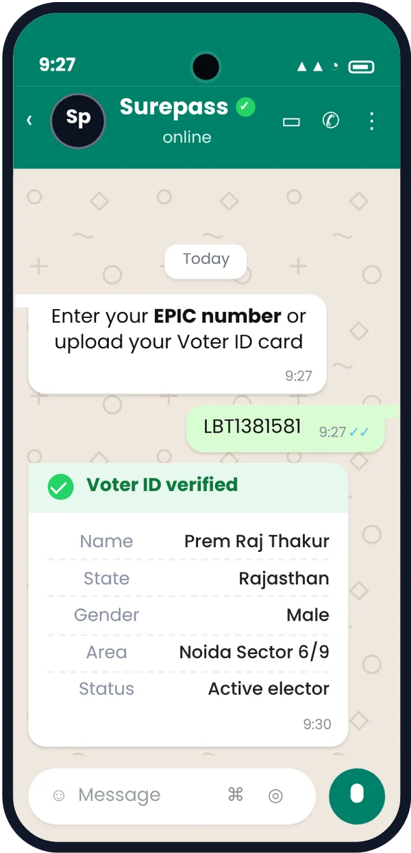 Voter ID verification on WhatsApp